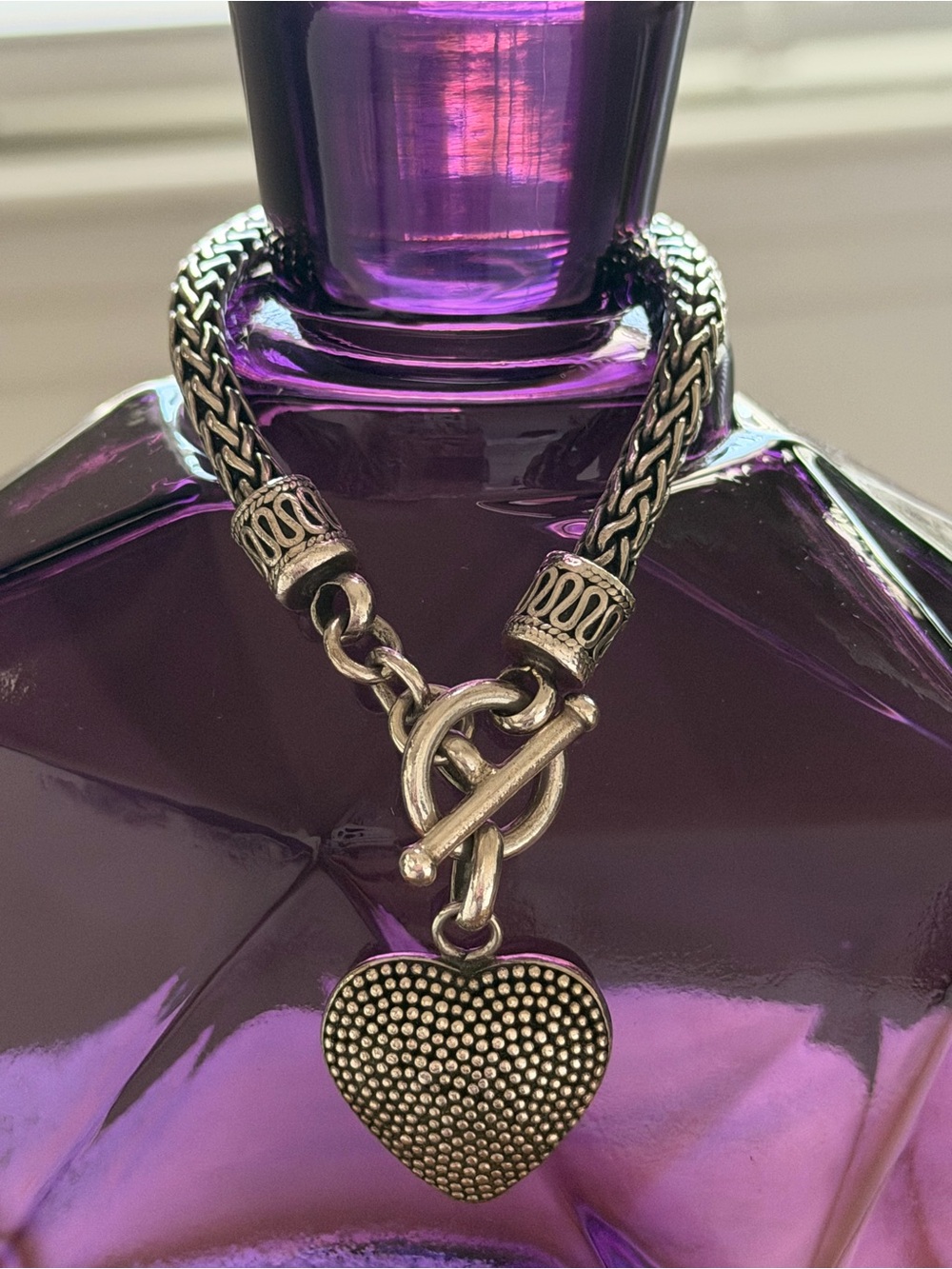Vintage Heart Toggle Pendant Bracelet